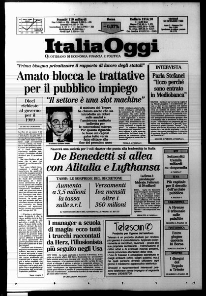 Italia oggi : quotidiano di economia finanza e politica